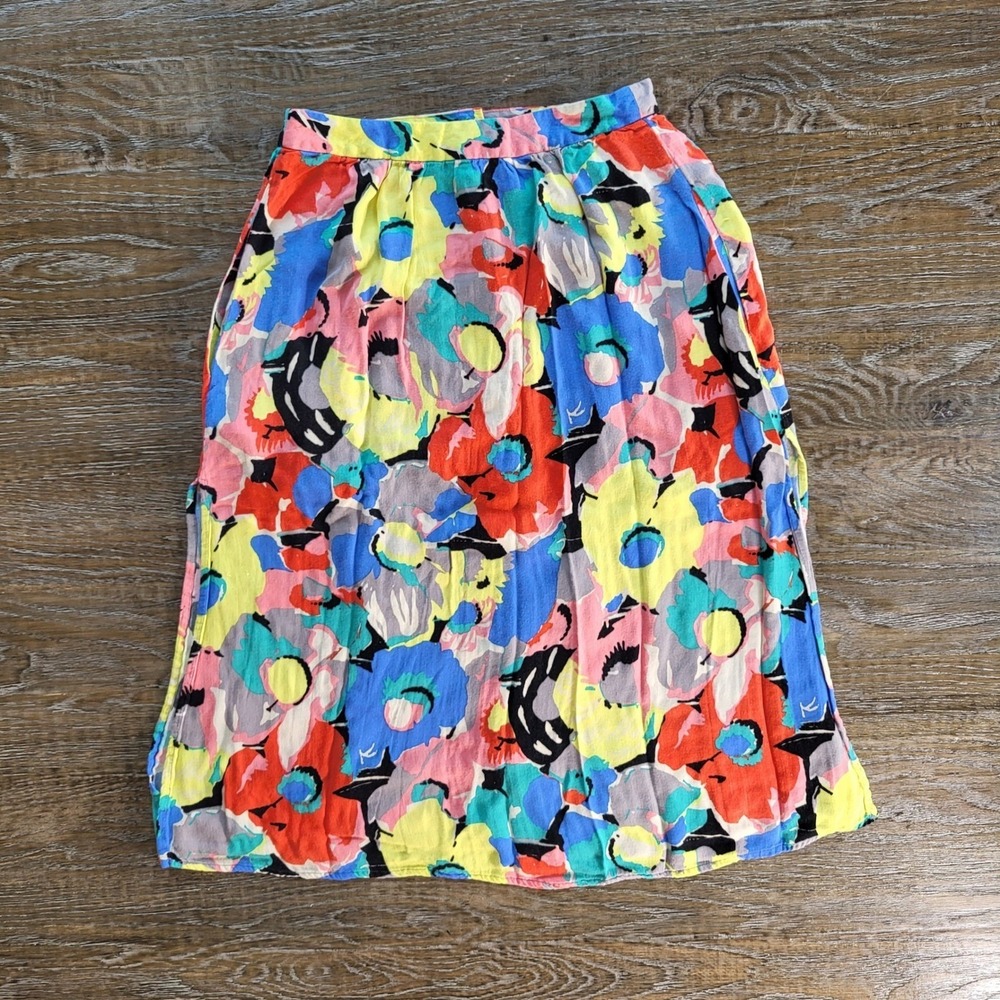 Cooperative Urban Outfitters Floral Button Front Midi Skirt Abstract Multi Color